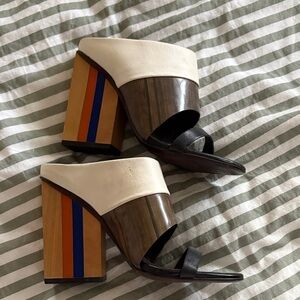 Tory Burch Cream, Black, and Brown Heels